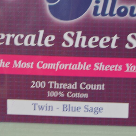 My Pillow Mypillow Percale 100% Cotton Sheet Set 200 Thread Twin Blue Sage NEW - Picture 6 of 7